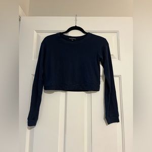Brandy Melville Navy Blue Soft Long Sleeved Crop Top One Size